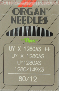Иглы Organ плоскошовные для ПШМ № 80/12, UYx128GAS, уп.10шт.