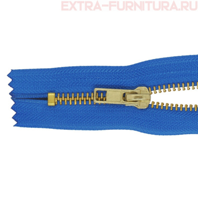 Молния джинсовая № 5, 18 см, латунь, цв.213 василек