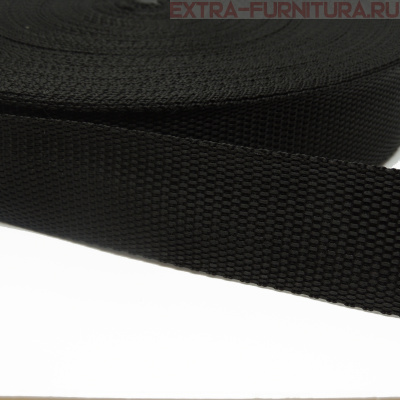 Стропа шир.38мм, цв. черный, уп.50м*8уп, Б, пл. 14,4 гр/м