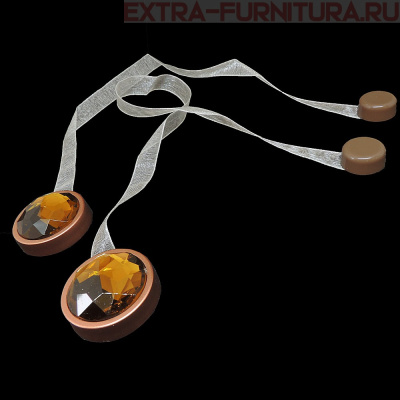 Магнитные клипсы "Круг Люкс Коньяк" с лентой, цв. №42, пара