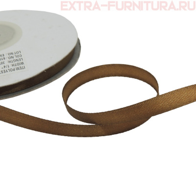 Лента атласная  6 мм  цв.196 коричневый  рул. 27,42м 
