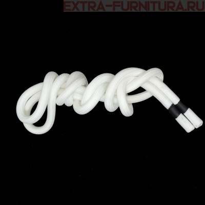 Шнурки круглые 130 см, прорезин.наконечник, Черная полоса, цв.белый