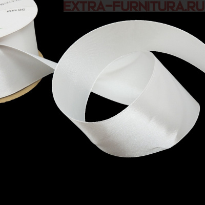  Лента атласная 50 мм  цв. белый рул. 27,42м